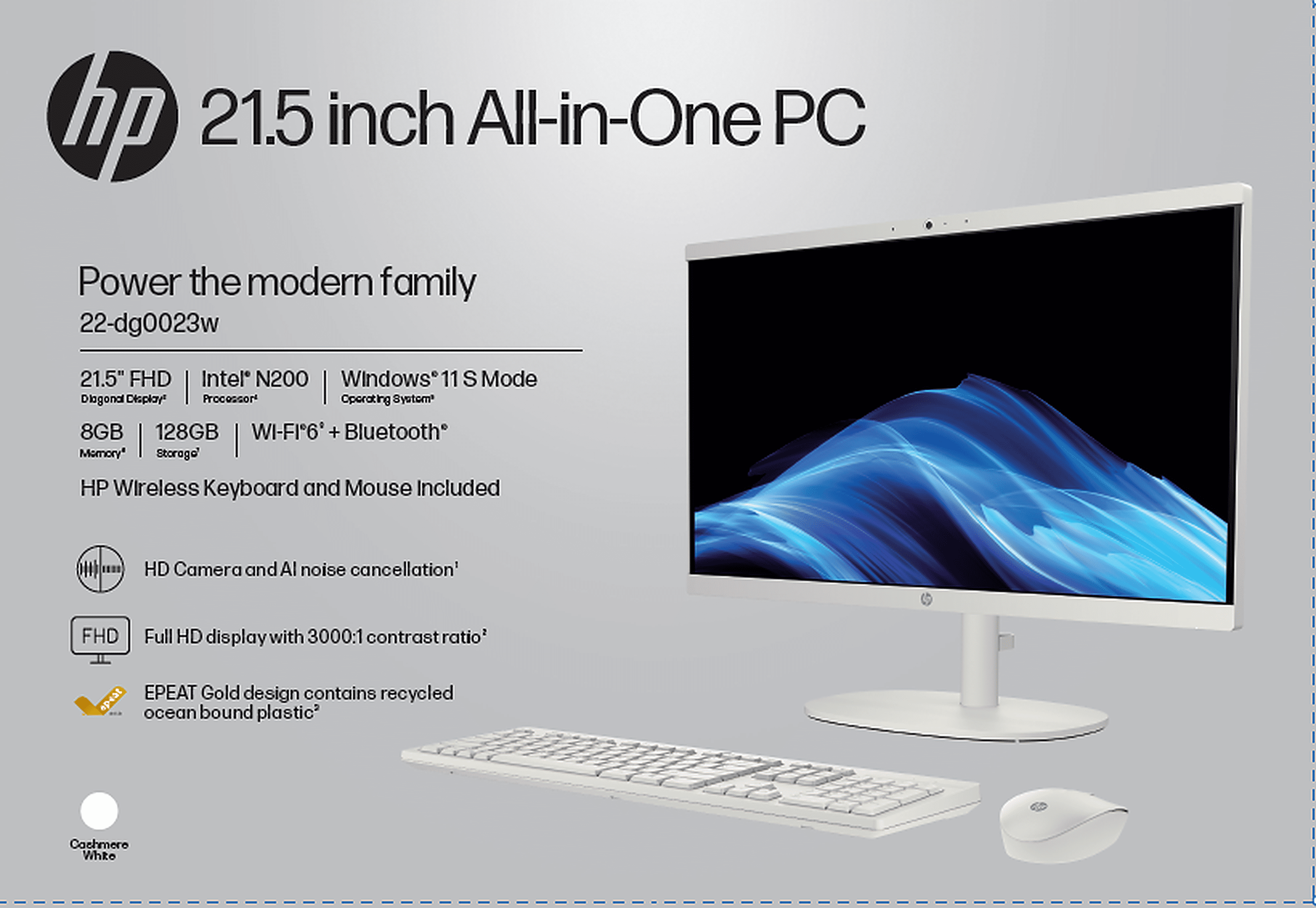 HP 21.45 inch All-in-One Desktop FHD Display Intel Pentium 8G