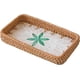 thumbnail image 1 of Small Rectangular Rattan Woven Tray Basket with Mother of Pearl, Boho Wicker Coffee Table Decorative Tray, Handmade Display Basket Tray, (Contains onl, 1 of 5