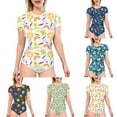 thumbnail image 6 of Women Slim Romper Cartoon Print Short Sleeve Round Neck Playsuit Home Sleepwear, 6 of 11