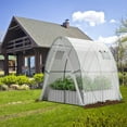 thumbnail image 2 of SOPTY 6x6x6.6 FT Greenhouse, Outdoor Wall-in Tunnel Greenhouse with Ground Stakes, Rope, 2 Zippered Doors, 2 Roll-up Windows, Weatherproof PE Cover, Hot House, Portable Grow Tent-White, 2 of 18