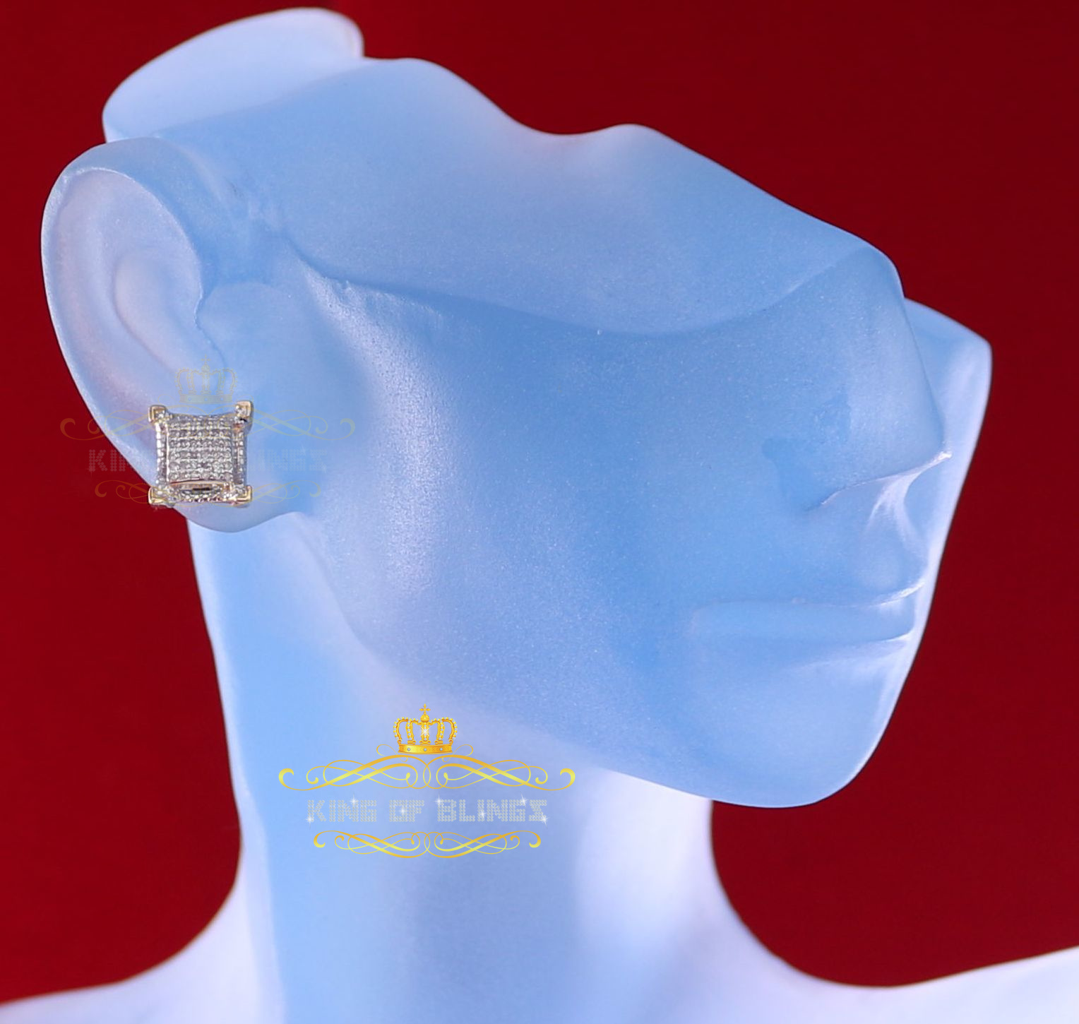 King of Bling's 10K Real Yellow Gold with 0.25CT Real Diamonds Men's/Women's stud Square Earring