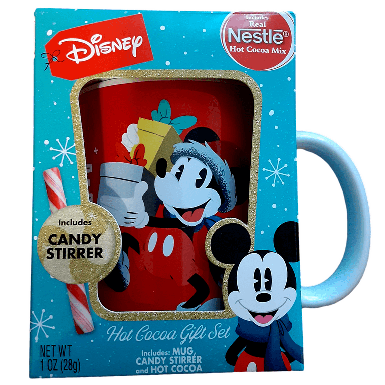 Disney Mickey Mouse Mug with Hot Cocoa and Peppermint Stick