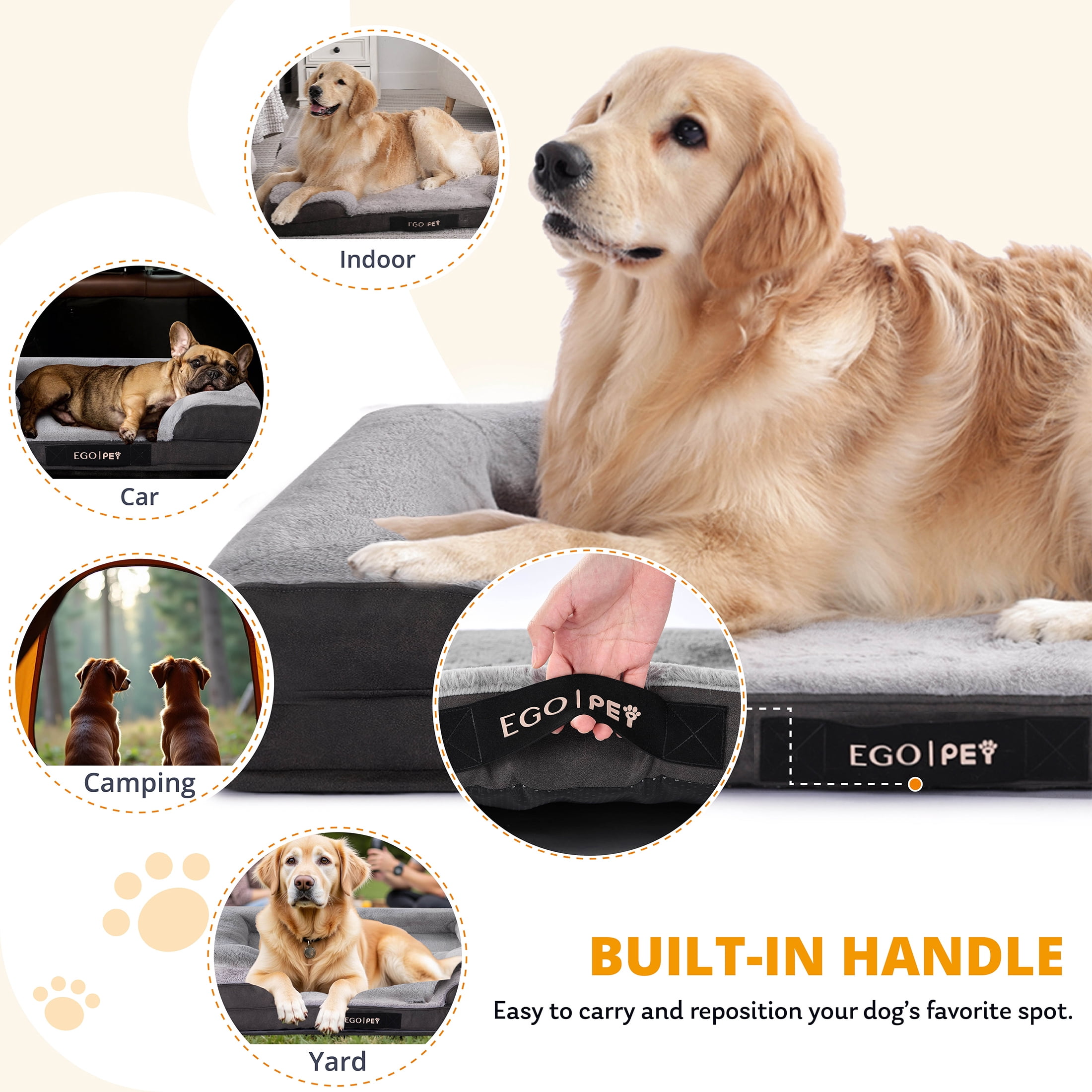 EGOHOME Sofa-Style Pet Orthopedic Bed, 3.5-Sided Bolster Memory Foam Dog Bed for Large and Medium Dogs with Machine Washable Cover and Non-Slip Bottom, XL (41"x27"x6.5")