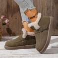 thumbnail image 3 of Rokment Winter Snow Boots for Women 2025 Fashion Casual Suede Buckles Comfortable Fleece Lined Warm Flat Slip on Loafers Walking Ankle Booties Green Size 8.5, 3 of 8