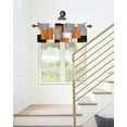 thumbnail image 6 of Kitchen Cafe Valance Curtain for Small Windows,Modern Minimalist Geometric Rod Pocket Short Valances Orange Gray Black Rectangle Blocks Window Treatment Panel for Living Room/Bedroom/Bathroom,60x18in, 6 of 9