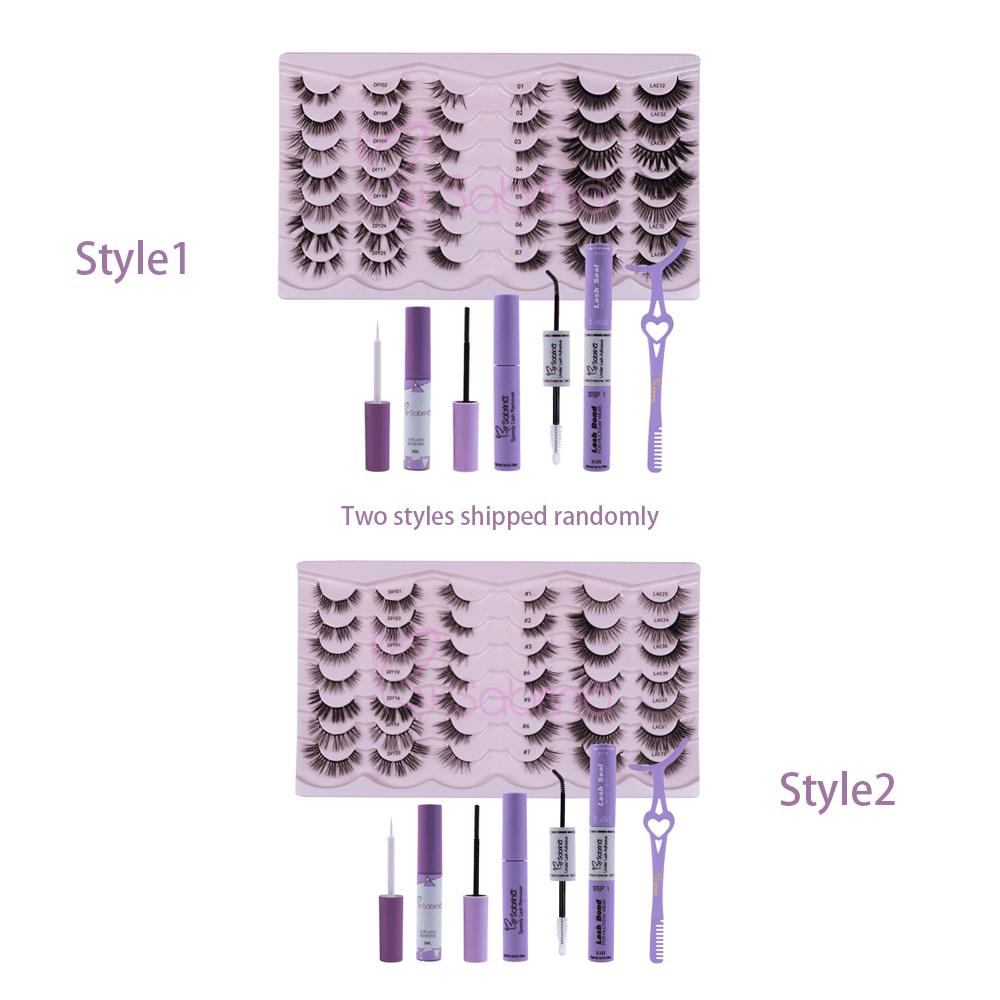 21Pairs Strip Lashes 21 Styles Mixed Natural Wispy Cat Eye Lash DIY Eyelashes Extension at Home for Most Eye Shapes