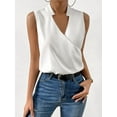 thumbnail image 4 of Womens Pleated Tank Tops V Neck Casual Sleeveless Blouses Summer Basic Vest Shirt White XL, 4 of 7