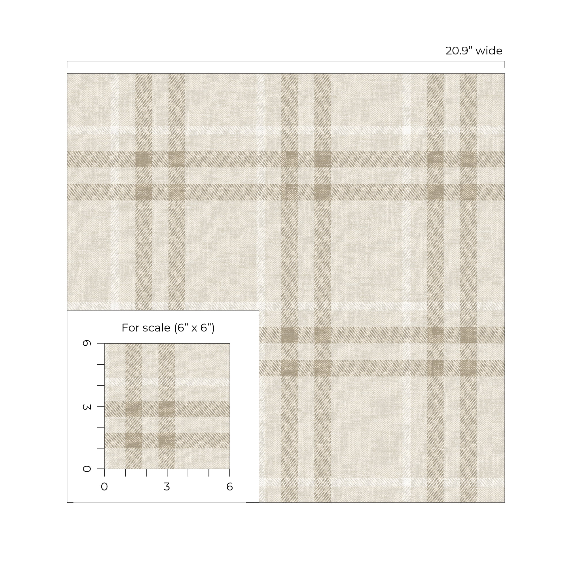 NextWall French Vanilla Calverlay Plaid Peel and Stick Wallpaper - 20.9 in. W. x 18 ft. L. Roll