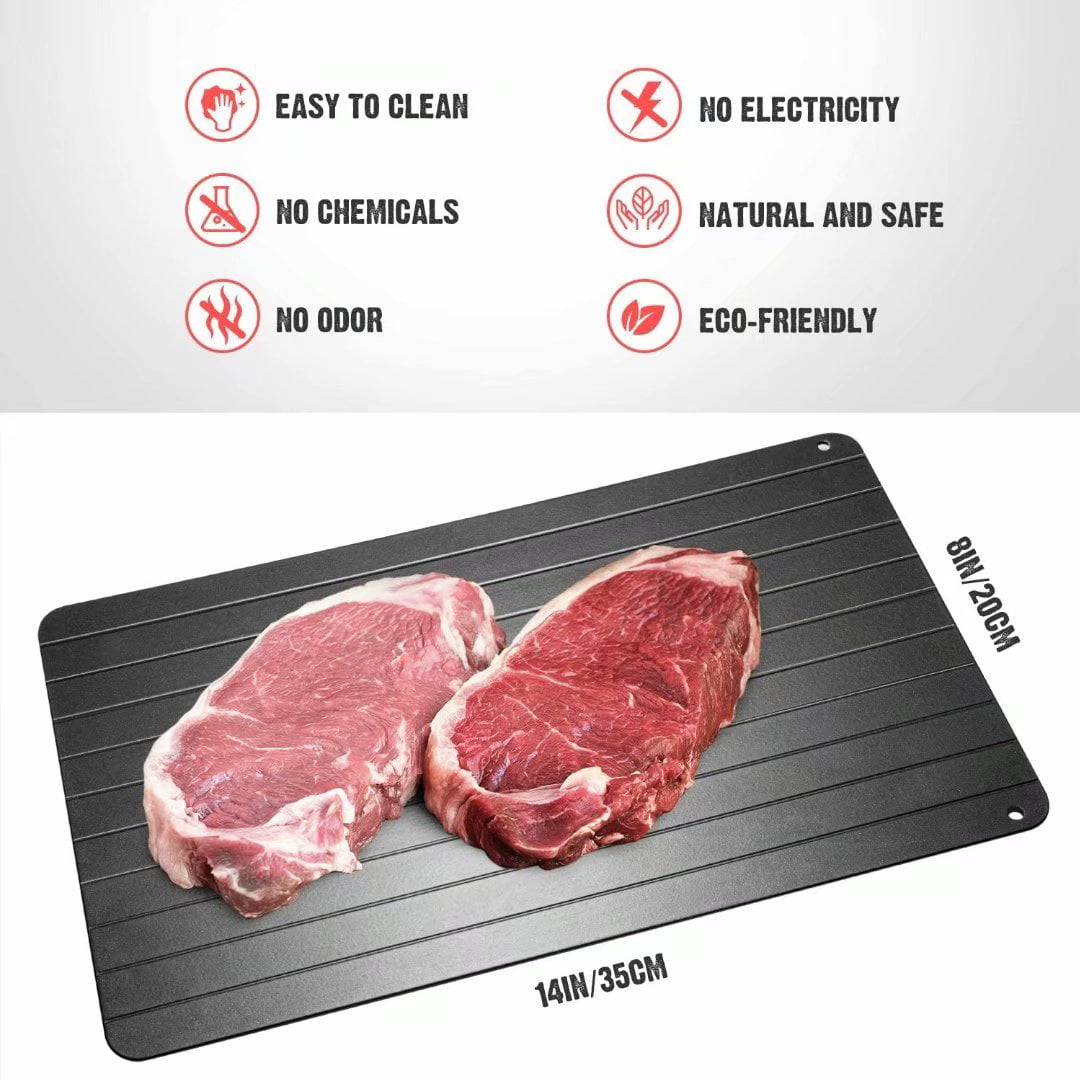 with Hole for Easily Hanging Thawing Plate for Faster Defrosting Frozen Food Eidyer Defrosting Tray No Electricity Required,Quicker Safer Way to Defrost Meat Pork Beef Fish 35.5x20.5x0.2cm 