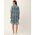thumbnail image 3 of Moomaya Women's Printed Chiffon Dress, Puffed Sleeves, Knee Length Flared Summer Dress, 3 of 8