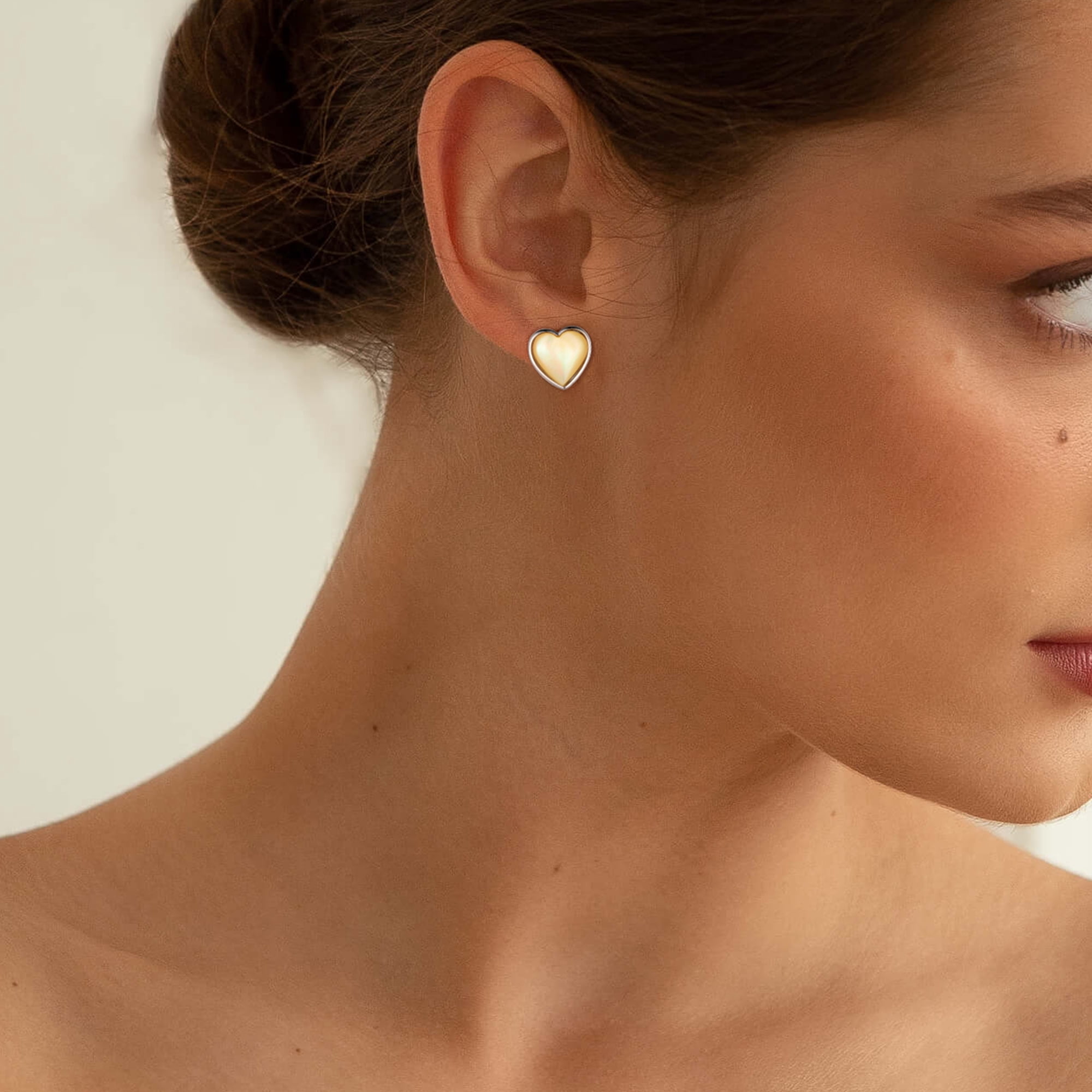 Beautlace Heart Earrings Studs,Versatile 2-in-1 White Pearl Shell Sterling Silver Dangle Earrings Birthday/Valentines/Christmas Gifts for Women