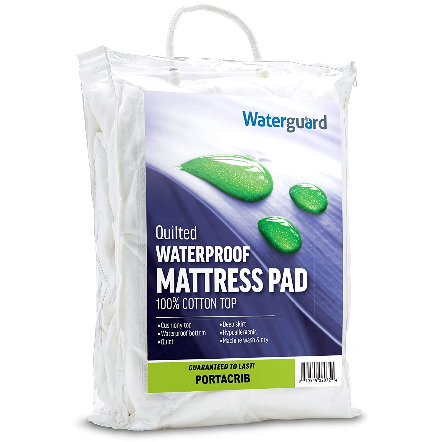 Waterguard Waterproof Porta Crib Mattress pad, Premium Cotton top