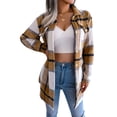 thumbnail image 1 of TRKIYQC Mujeres Botones Tops, Manga Larga Solapa Cuello A Cuadros Botones Casual Street Party Botones Abrigo + Pretina TRKIYQC  moda, 1 of 7