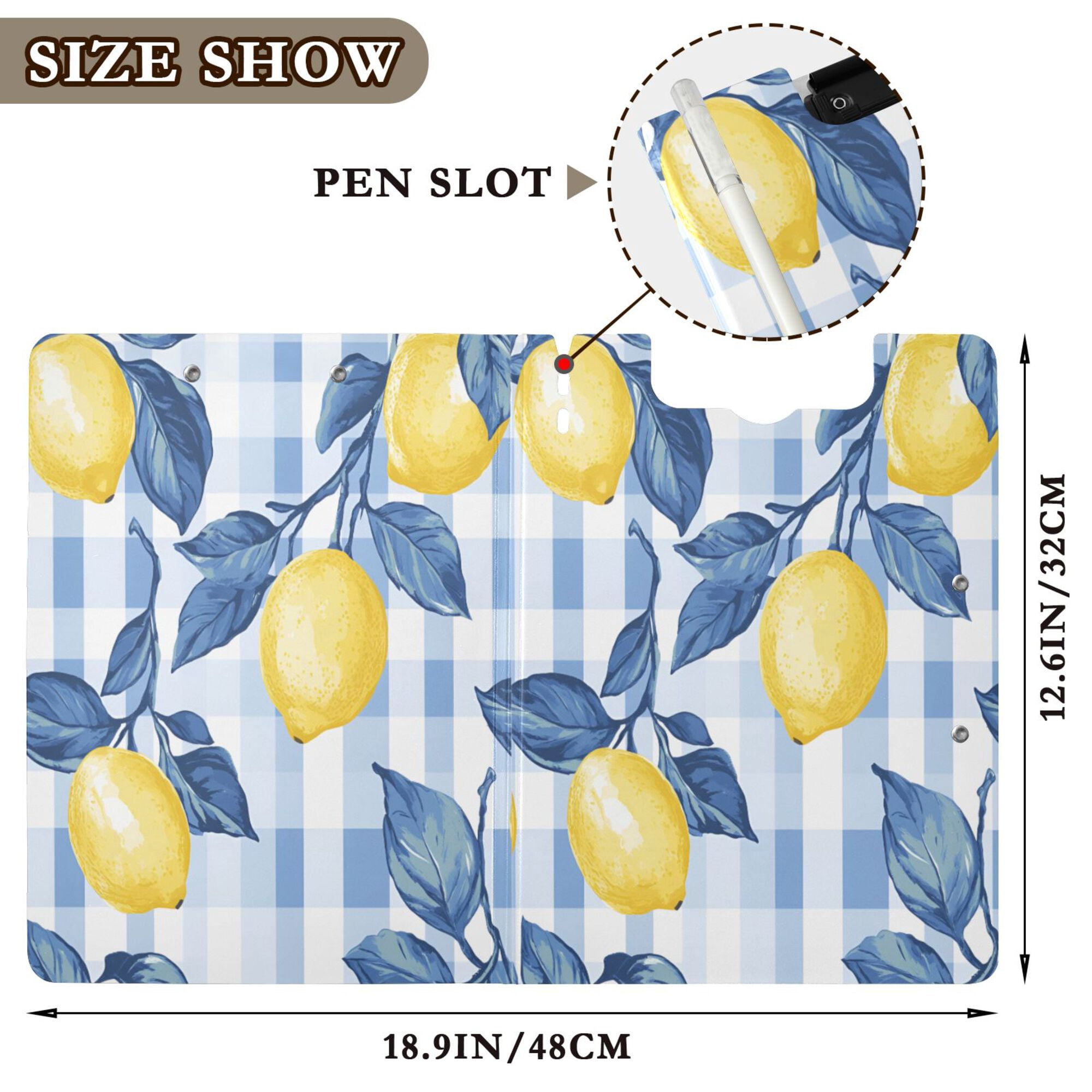 FORMRS A4 Clipboard Folder with Pen Holder Horizontal Foldable School Office Binder, Light Blue Lemon