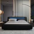 thumbnail image 2 of Sifurni Queen size Wave-Like Curve Deluxe Upholstered Modern Bed Frame with LED Headboard, Black, 2 of 10