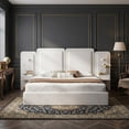 thumbnail image 5 of King Size Lift up Storage Upholstered Platform Bed with LED Lights & Nightstands Velvet Headboard,No Box Spring Needed,Brown, 5 of 13
