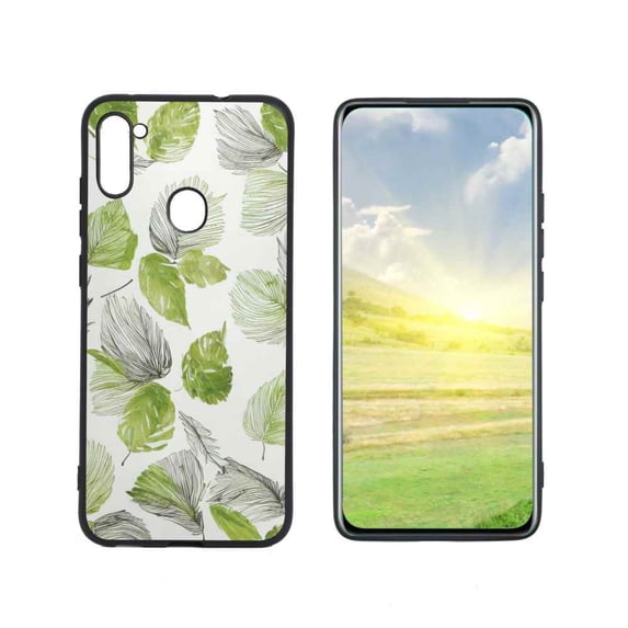 Compatible with Samsung Galaxy A11 Phone Case, Leaves-Green-Leaf-MIni-4 Case Men Women, Flexible Silicone Shockproof Case for Samsung Galaxy A11