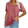 thumbnail image 3 of Swuxness Women Short Sleeve Casual T Shirts, Spring and Summer Tops, Ladies Crew Neck Fashion Comfy Loose Pullover Blouses Red, S, 3 of 5