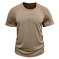 thumbnail image 5 of IWRICH Men's Basic Plus Size T Shirt Short Sleeve Crew Neck Soft Fitted Elastic Tees Classic Tshirts Khaki S, 5 of 7