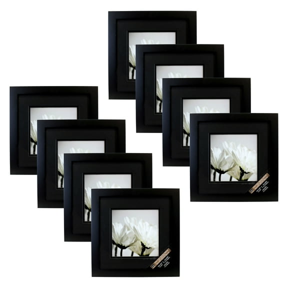 Studio Decor Black Square Gallery Wall Frame with Black Double Mat, 8 Pack