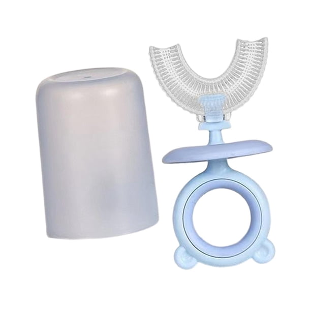 Niños en forma de U Manual 360 degree Limpieza de dientes orales Cabeza suave de silicona Boca entera, mango redondo Cepillo de dientes para niños, para Azul 6-12 años Baoblaze Cepillo de dientes para niños