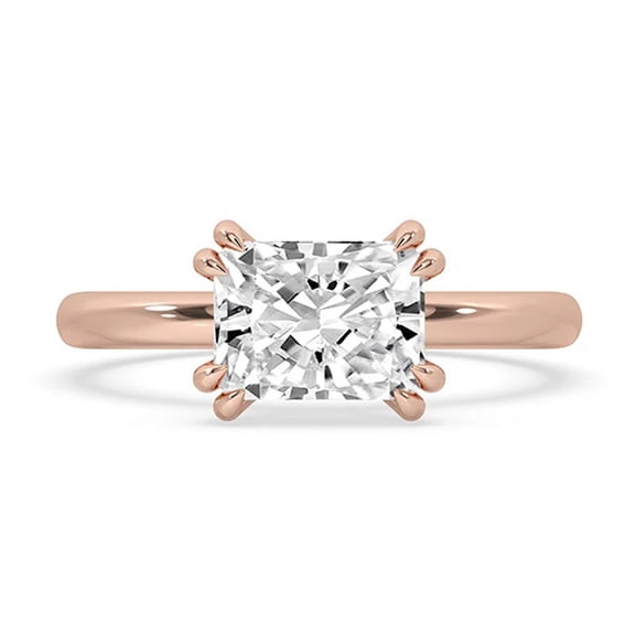 1 to 3 Carat Radiant Cut E VS1 Lab Grown Diamond East west Solitaire Ring Rose Gold