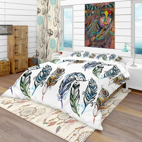 Designart 'Feathers' Southwestern Duvet Cover Set
