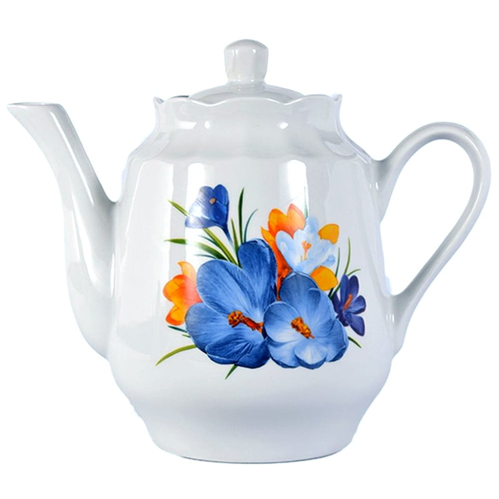 Belarus BOUQUET 1.75 L White Porcelain Teapot w/ Floral Pattern by Dobrush 