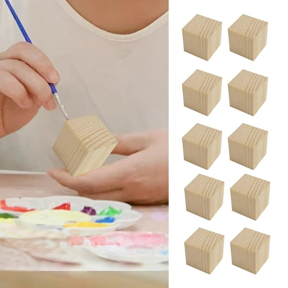 Runquan Unfinished Wooden Blocks Playing Wood Building Blocks for Game Cubes Puzzles 4cmx4cmx4cm