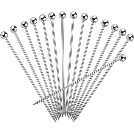 

25PCS Cocktail Picks for Drinks Stainless Steel Cocktail Toothpicks Reusable Cocktail Skewers Garnish Picks Bloody Mary Skewers Metal Martini Picks for Olives Appetizers Fruit (Silver/4.3 Inches)