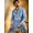 Blue, variant on Sojanya (Since 1958) Men'S Cotton Linen Yellow Checked Only Long Kurta, Size 38