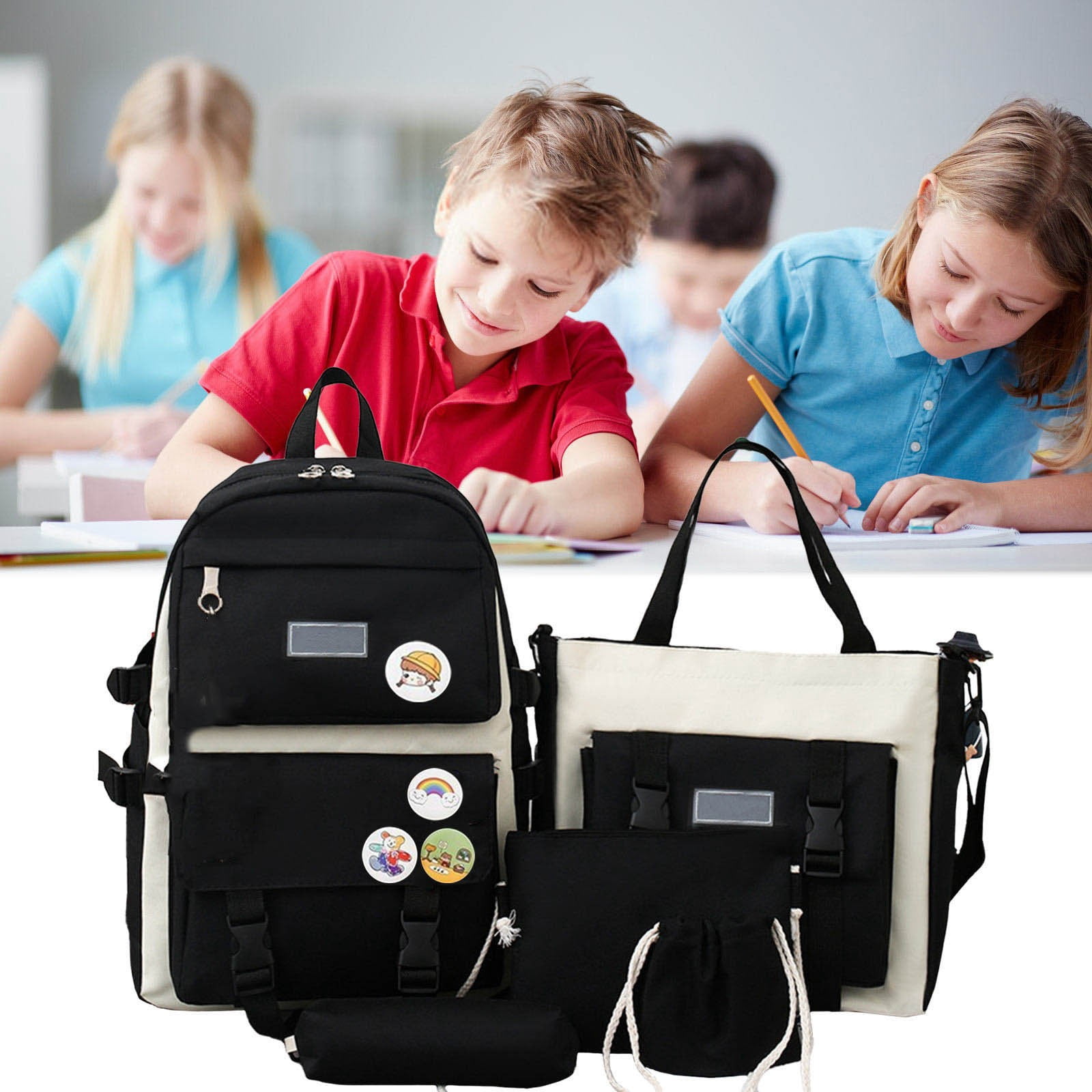 Amzcrzy Home Decor, Storage Bag, Storage Basket, Storage Rack, Storage Shelves, School Backpack Set Large Capacity Messenger Bag Beam Bag Pencil Case School Bag Handbag school backpack