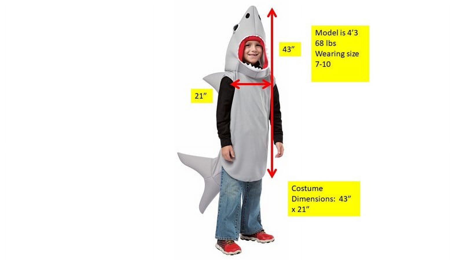 Rasta Imposta Sand Shark Halloween Costume, Unisex Child Size 7-10, Gray - image 2 of 4