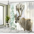 thumbnail image 5 of Ambesonne Deer Shower Curtain, Winter Forest Paint Style, 69"Wx70"L, Beige Green, 5 of 5