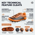 thumbnail image 3 of &nbsp;Vizari USA Infinity Soccer Cleats for Kids – Lightweight, Durable Youth Firm Ground Soccer Shoes for Boys and Girls - Orange, 12, 3 of 6