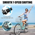 thumbnail image 6 of Ktaxon 24" Womens Bike, 7 Speed Cruiser Bike for Adults Women with Basket & Rack, Locks, Step Through City Bikes, Green, 6 of 7
