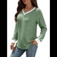 thumbnail image 1 of Camisas de Larga con Cuello en V y Bloques de Color para Mujer: Suéteres Túnica Ligeros Informales de Otoño, Conjuntos de Moda. Verde XXL, 1 of 10