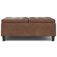 thumbnail image 6 of Harrison 40 inch Wide Transitional Large Square Coffee Table Storage Ottoman in Distressed Saddle Brown Vegan Leather, 6 of 11