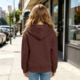 thumbnail image 6 of Gubotare Girls Zip Up Hoodie Kids Fashion Oversized Sweatshirt Jacket With Pockets Lightweight Preppy Sweatshirts 5-14 Years (Coffee, 10-11 Years), 6 of 7