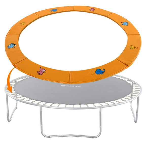 ExacMe Trampoline Replacement Safety Pad Round Spring Cover, 12 FT Orange Animal