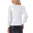 thumbnail image 3 of INSPIRAR CHIC Top de Manga de Lentejuelas para Mujeres, Top Brillante de Cuello en V para Fiesta, L Blanco, 3 of 5