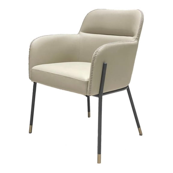 Limari Home Brady 15" Vegan Faux Leather and Iron Dining Chair in Gray/Black