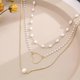 thumbnail image 5 of Ladies Fashion Pendant Necklace Multilayer Necklace Pearl Heart Three Layer Necklace Simple Handmade Jewelry, 5 of 5