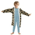 thumbnail image 7 of FORMRS Niños Bathrobe Unisex Hooded Robe Soft Plush Pajamas Sleepwear, Size 10-12T, Black Geometric, 7 of 7
