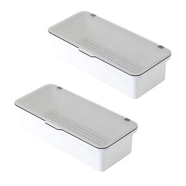 Bandeja para Cubiertos con Tapa,Almacenamiento Utensilios Tapa PláStico,Organizador Cajones Contenedor de Almacenamiento UtensiliosD