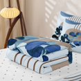 thumbnail image 5 of jejeloiu Nautical Abstract Zipper Twin Comforter Sets with Fitted Sheet and 2 Pillowcases For Men Women,Modern Aesthetic Art Zipper Bedding Set,Blue Brown,Reversible,4-Piece, 5 of 7