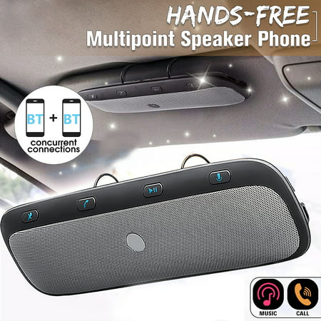 Hands Free bluetooth Visor Car Kit,Wireless Multipoint Hands-free Speakerphone Receiver Devices With Iron Holder - for iphone, samsung (Best Handsfree Bluetooth Speakerphone)