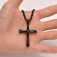 thumbnail image 4 of PAMTIER Unisex Stainless Steel Vintage Punk Hip Hop Sport Baseball Cross Pendant Amulet Crucifix Necklace Christian Jewelry Black 23.6" Chain, 4 of 6