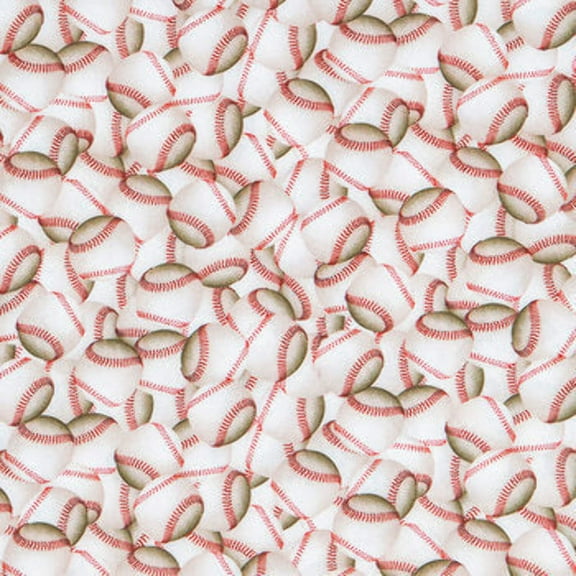 Baseballs Calico Cotton Fabric