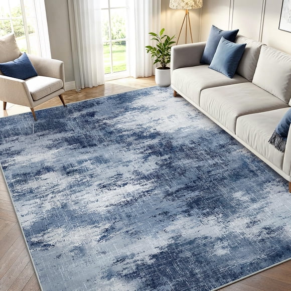 AMADA HOMEFURNISHING 5x7 Area Rugs for Living Room, Modern Abstract Washable Rug Neutral Soft with Non-Slip Backing & Low Pile Ki